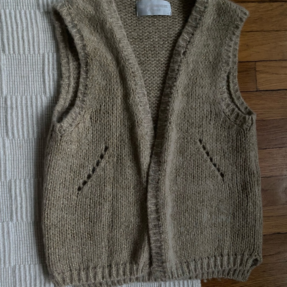 Zadig & Voltaire Textured wool mix Knit in Gold and beige M